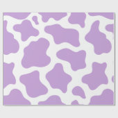 パステルパープル牛のプリントかわいい ラッピングペーパー (フラット)