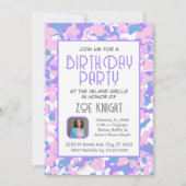 パステルパープル紙吹雪誕生日パーティーの招待 招待状 (正面)