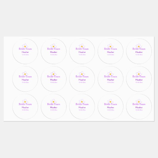 パステルパープル花花花花花花嫁チームboho mo ラベル (シート)