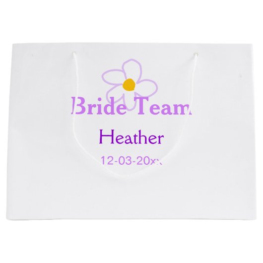 パステルパープル花花花花花花嫁チームboho mo ラージペーパーバッグ (正面)