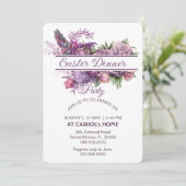 パステルパープル薄紫フローラバライースターディナーパーティー 招待状 (スタンド正面)