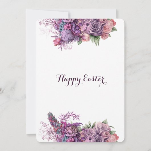 パステルパープル薄紫フローラバライースターディナーパーティー 招待状 (裏面)