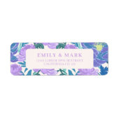 パステルパープル薄紫結婚フローラ差出人住所 ラベル (正面)