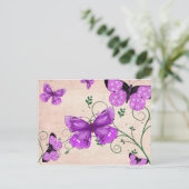 パステルパープル蝶 ポストカード (スタンド正面)