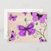 パステルパープル蝶 ポストカード (正面/裏面)