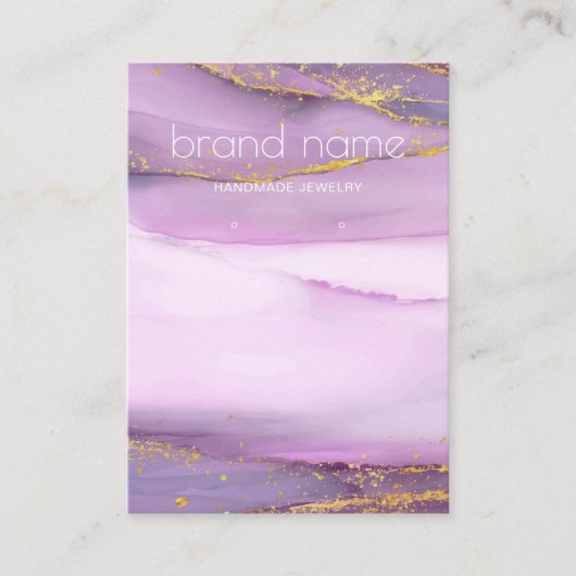 パステルパープル金ゴールドエッジイヤリングホルダー 名刺 (正面)
