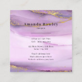 パステルパープル金ゴールドエッジQRコードミニマリストシック スクエア名刺 (裏面)