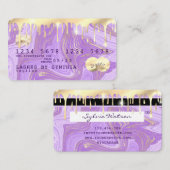 パステルパープル金ゴールドドリップマーブルクレジットカード 名刺 (正面/裏面)