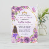 パステルパープル金ゴールドフローラプリンセスキンセアニラ 招待状 (スタンド正面)