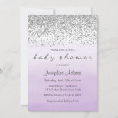 パステルパープル&シルバーベビーシャワー招待状 招待状 (正面)