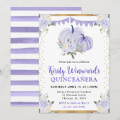 パステルパープル フラワー ポンプキン 秋のキンバレラ 招待状 (正面/裏面)