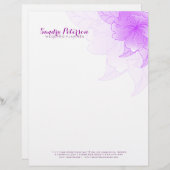パステルパープル&ホワイトフローラデザイン レターヘッド (正面/裏面)