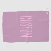 パステルパープル&ライトピンク | 編集可能モダン文字 ゴルフタオル (横)