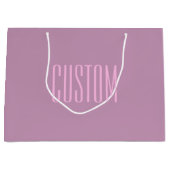 パステルパープル&ライトピンク | 編集可能モダン文字 ラージペーパーバッグ (正面)