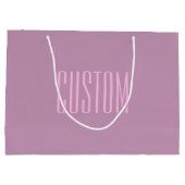 パステルパープル&ライトピンク | 編集可能モダン文字 ラージペーパーバッグ (裏面)