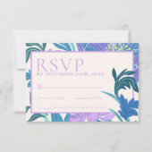 パステルパープル リラックマ フラワーの結婚式の出欠確認カード 出欠カード (正面)