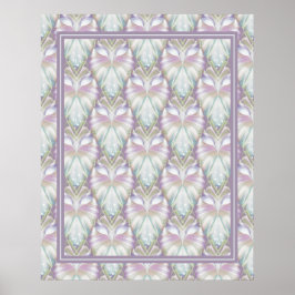 パステルパープルOracleフクロウパターン ポスター