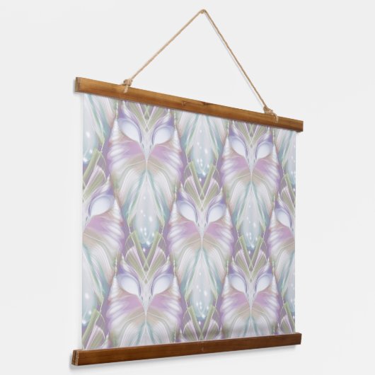 パステルパープルOracleフクロウパターン 吊り下げ型タペストリー (傾斜あり)