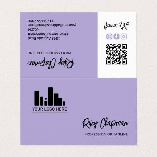 パステルパープルQRコードフォトソーシャルメディアのアイコン 名刺 (外部フラット)