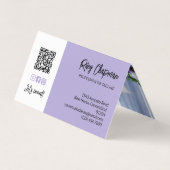 パステルパープルQRコードフォトソーシャルメディアのアイコン 名刺 (裏面)