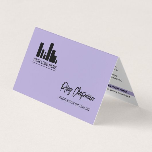 パステルパープルQRコードフォトソーシャルメディアのアイコン 名刺 (正面)