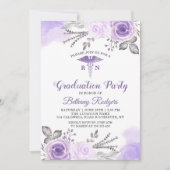 パステルパープルRN看護学校卒業写真 招待状 (正面)