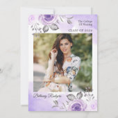 パステルパープルRN看護学校卒業写真 招待状 (裏面)