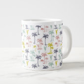 パステルパームツリーバイザビーチパターン ジャンボコーヒーマグカップ (正面右)