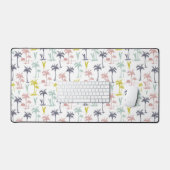 パステルパームツリーバイザビーチパターン デスクマット (キーボード&マウス)