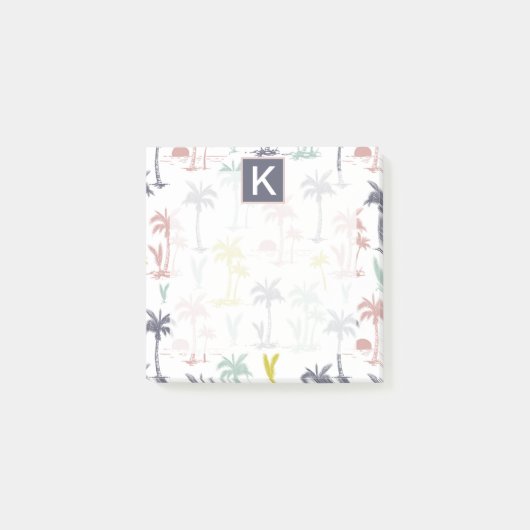 パステルパームツリーバイザビーチパターン ポストイット (正面)