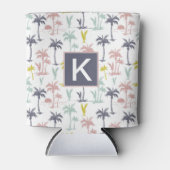 パステルパームツリーバイザビーチパターン 缶クーラー (正面)