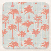 パステルパームツリーパターン スクエアペーパーコースター (正面)