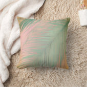 パステルパームリーフデザイングリーンとピンク クッション (ブランケット)