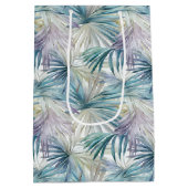 パステルパームリーフパターン(の模様が)ある ミディアムペーパーバッグ (裏面)