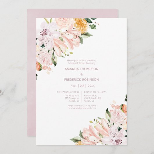 パステルヒュースフローラリハーサルディナー 招待状 (正面/裏面)