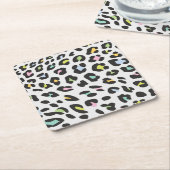パステルヒョウのスポットパターン スクエアペーパーコースター (アングル)