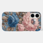 パステルビクトリアンブルーとピンクの花 Case-Mate iPhoneケース (裏面 (横))