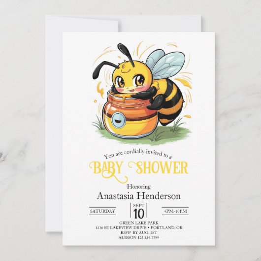 パステルビーお洒落ベビーシャワー 招待状 (正面)