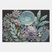 パステルビーチグラスフラワーモザイク ラッピングペーパーシート (正面3)