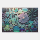 パステルビーチグラスフラワーモザイク ラッピングペーパーシート (正面)