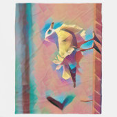 パステルビーチシーガルサンゴターコイズ幾何学 フリースブランケット (正面)