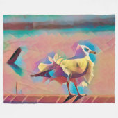 パステルビーチシーガルサンゴターコイズ幾何学 フリースブランケット (正面(横))