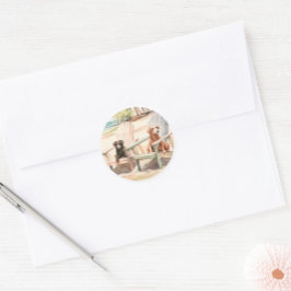 パステルビーチシーンドッグズインアディロンダックチェア ラウンドシール