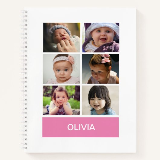 パステルピンカスタムク写パーソナライズされた真 – ノートブック (正面)