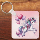 パステルピンクお洒落ユニコーン キーホルダー (正面)