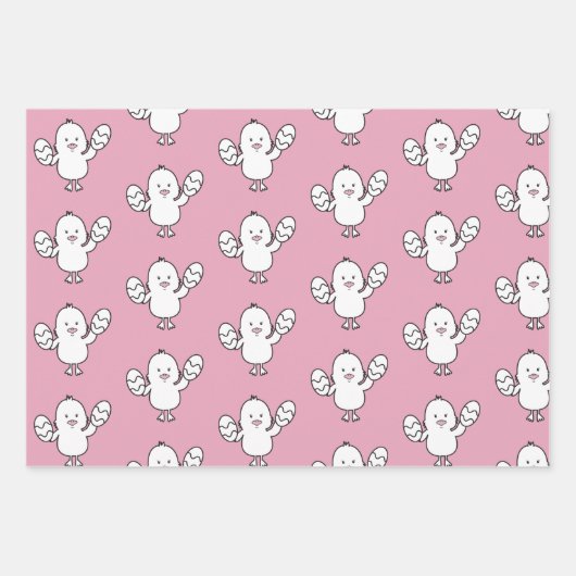 パステルピンクかわいいイースターシック&エッグパターン ラッピングペーパーシート (正面2)