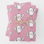 パステルピンクかわいいイースターシック&エッグパターン ラッピングペーパーシート (インサイチュ)