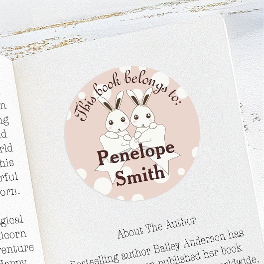 パステルピンクかわいいバニーの子供たち本書は次のものだ ラウンドシール