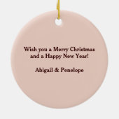 パステルピンクかわいいバニーツインガールクリスマス セラミックオーナメント (裏面)