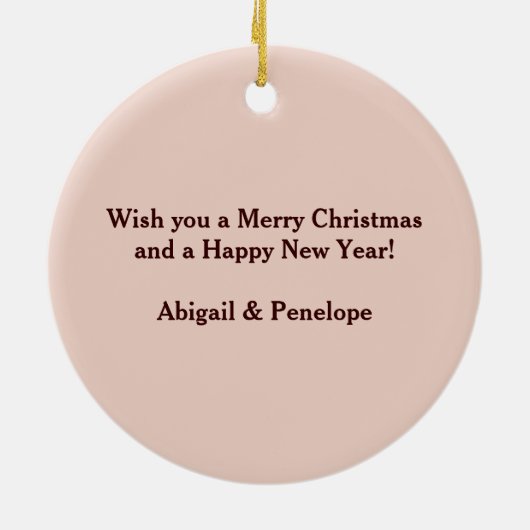 パステルピンクかわいいバニーツインガールクリスマス セラミックオーナメント (裏面)